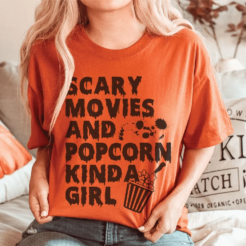 Scary Movies & Popcorn Kinda Girl Tee