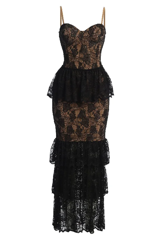 Black Fairytale Ending Lace Maxi Dress