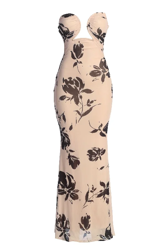 Blush Floral Bethany Strapless Maxi Dress