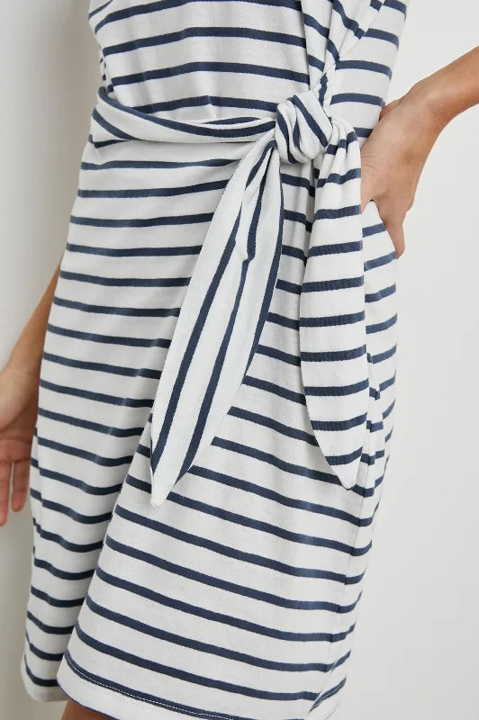 EDIE DRESS - IVORY NAVY STRIPE