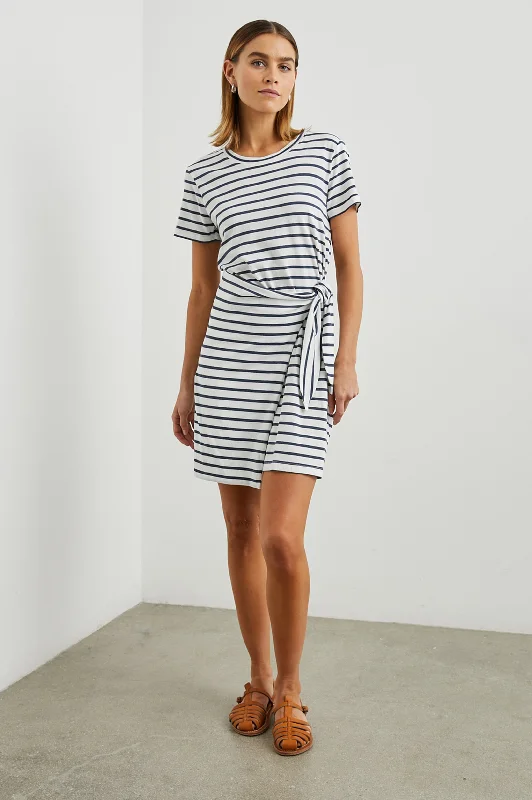 EDIE DRESS - IVORY NAVY STRIPE