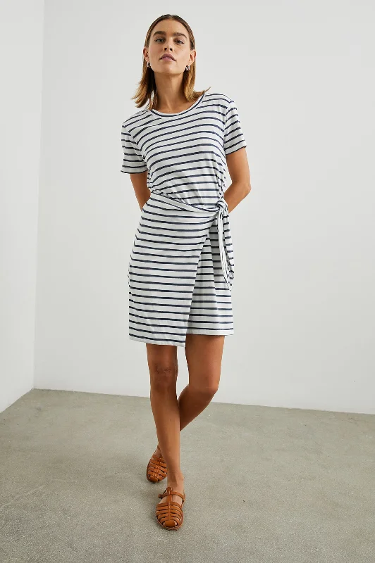 EDIE DRESS - IVORY NAVY STRIPE