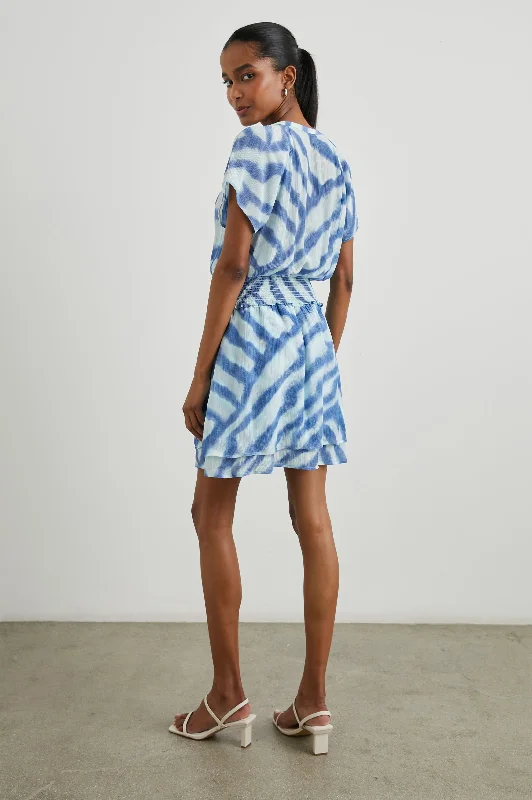 KARLA DRESS - BLUE WATERCOLOR STRIPES