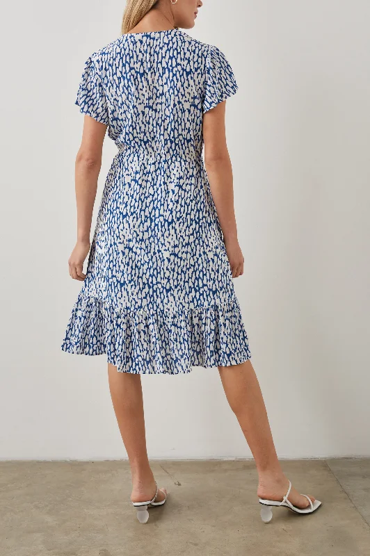 KIKI DRESS - COBALT STATIC LEOPARD