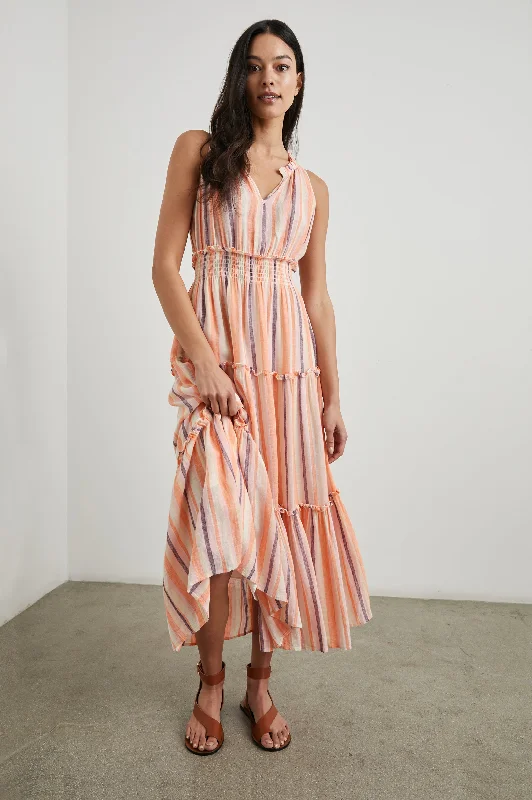 LOULOU DRESS - PAPAYA STRIPE