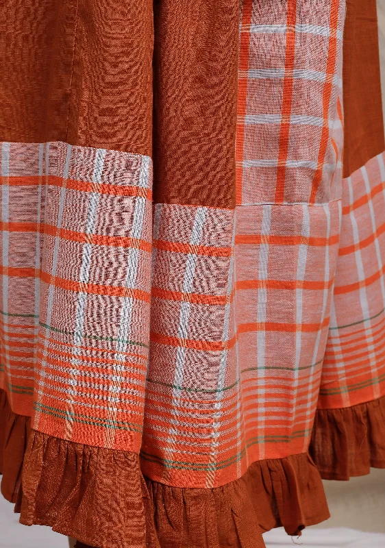 Orange Gamcha Panelled Kurta Dress