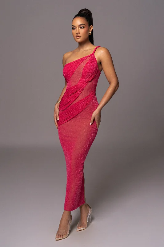 Pink Alari One Shoulder Maxi Dress