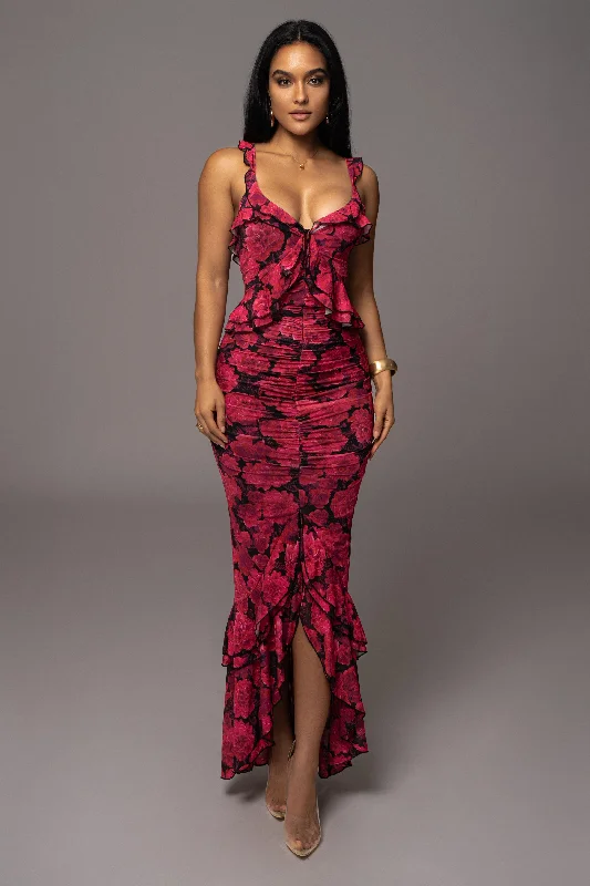 Pink  La Costa Ruffle Maxi Dress