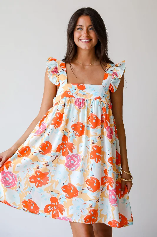 FINAL SALE - Precious Destiny Orange Floral Mini Dress