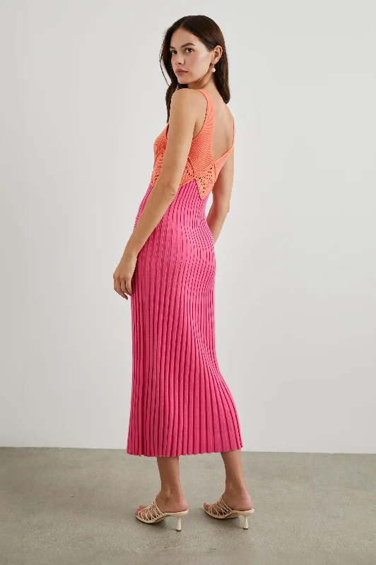 TARYN DRESS - PAPAYA COLORBLOCK