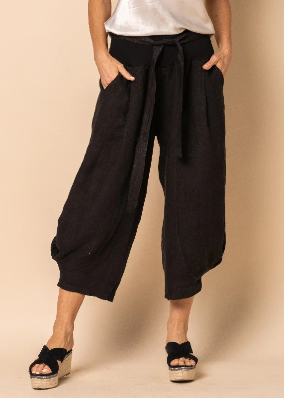 Addison Linen Pants in Onyx