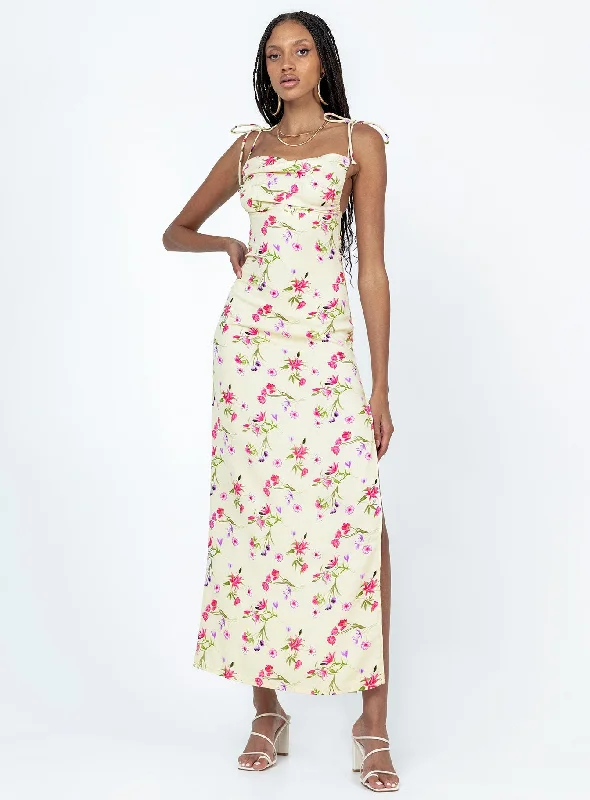 Arness Maxi Dress Yellow Floral