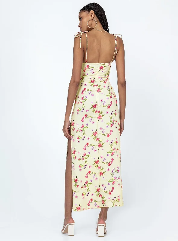 Arness Maxi Dress Yellow Floral