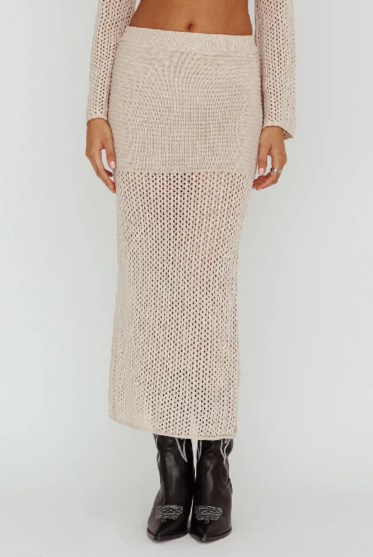 Bayside Crochet Midi Skirt Beige