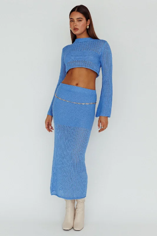 Bayside Crochet Midi Skirt Ocean