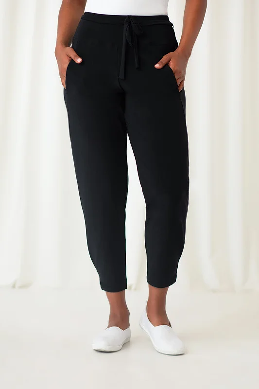 Belted Pleat Hem Jogger | Black