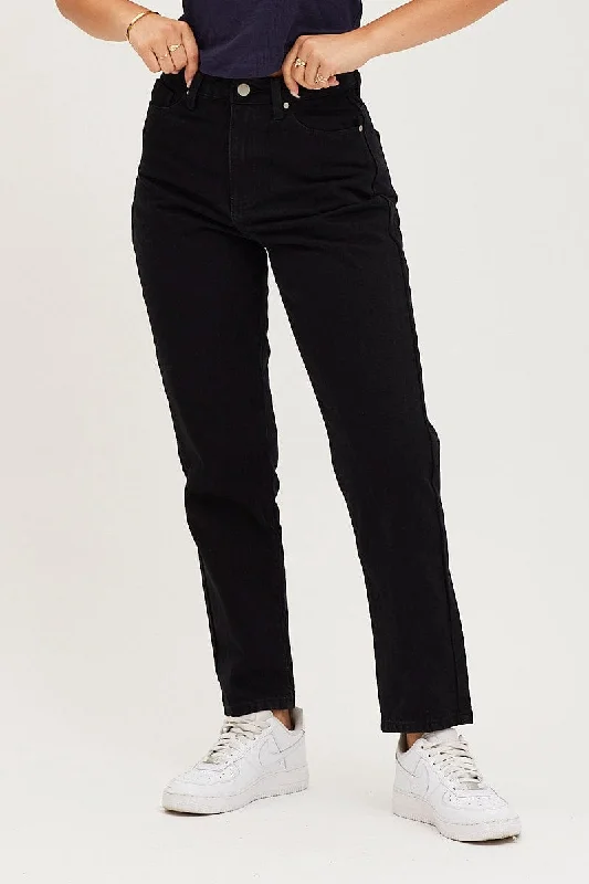 Black High Rise Mom Jeans