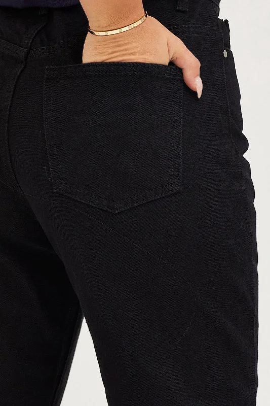 Black High Rise Mom Jeans