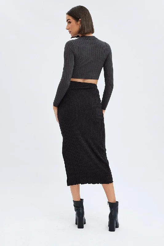 Black Maxi Skirt Side Slit