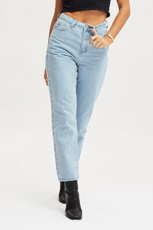 Blue High Rise Mom Jeans