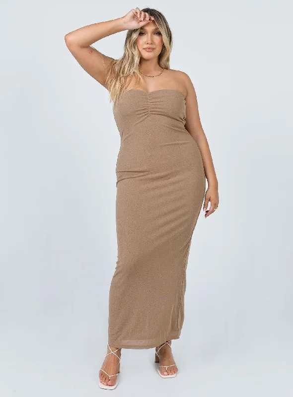 Charm Strapless Maxi Dress Brown