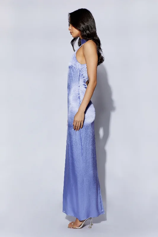 Claire Satin Drape Back Maxi Dress - Lavender