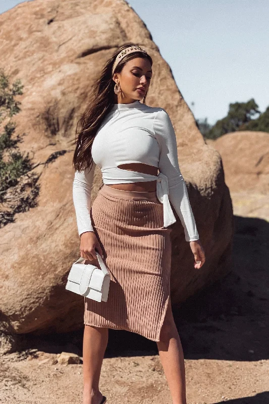 Daija Ribbed Pencil Skirt