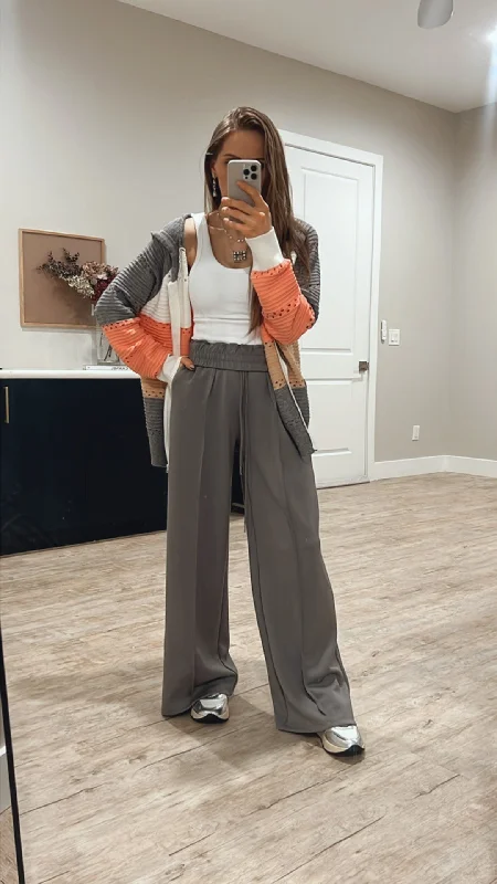 Drawstring Wide Leg Pants with Pockets