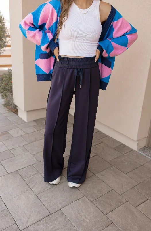 Drawstring Wide Leg Pants with Pockets