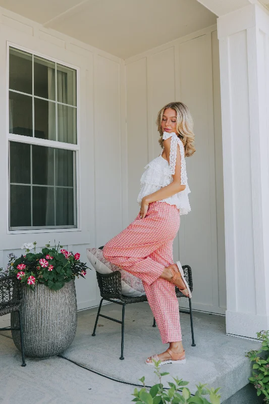 FREE PEOPLE - Preppy Poplin Gingham Pants