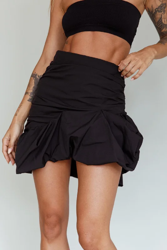 Gloria Puffed Hem Mini Skirt Black