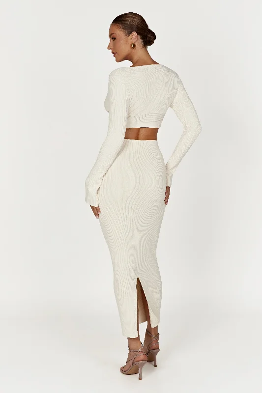 Kaesha Split Maxi Knitted Skirt - Bone