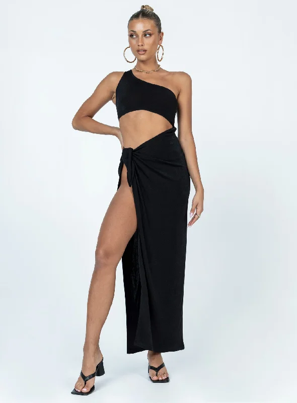 Kola One Shoulder Maxi Dress Black