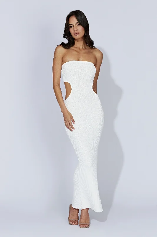 Kori Knit Bandeau Maxi Dress - White