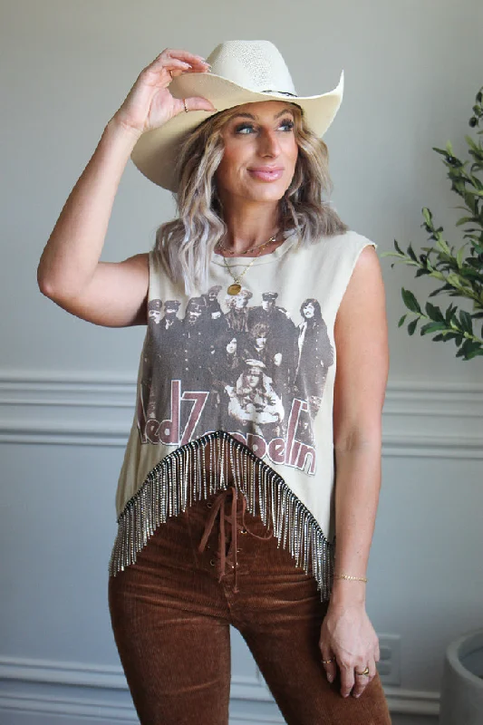 Led Zeppelin Rhinestone Fringe Tank