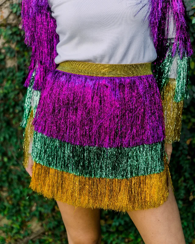 Mardi Gras Tinsel Skirt- Purple, Green, Gold