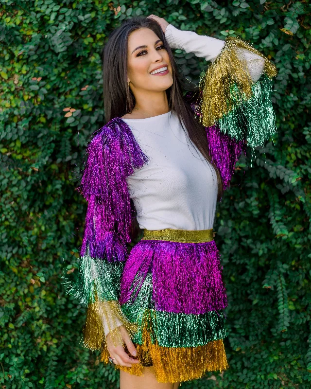 Mardi Gras Tinsel Skirt- Purple, Green, Gold