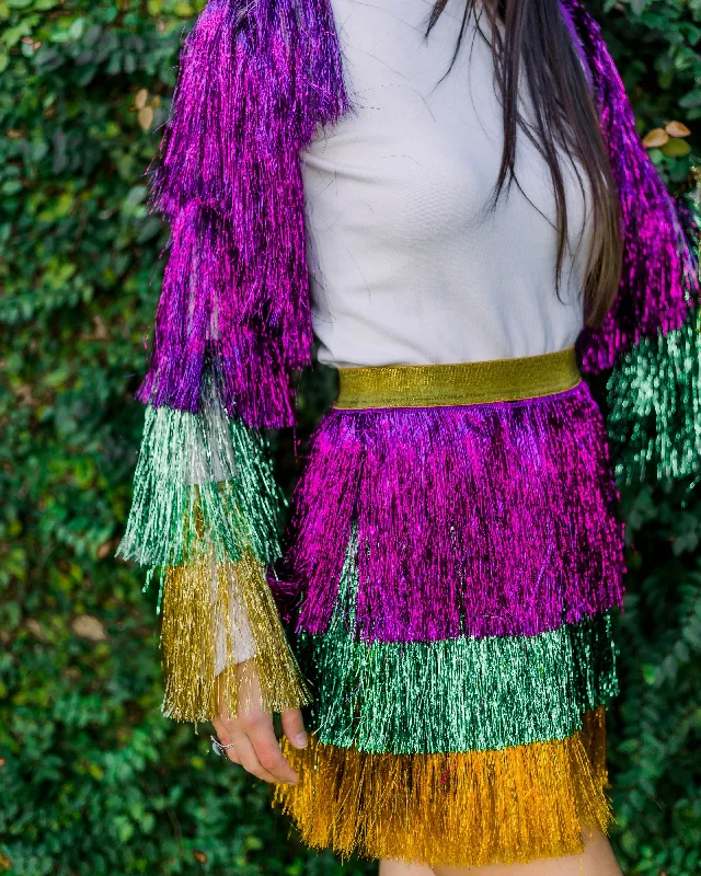 Mardi Gras Tinsel Skirt- Purple, Green, Gold