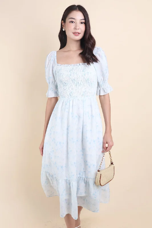 MARIBELLE SMOCKED MAXI DRESS IN BLUE