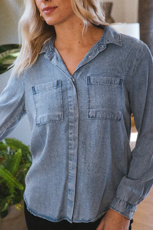 Marilyn Tencel Button Up Top, Classic Indigo | Velvet Heart