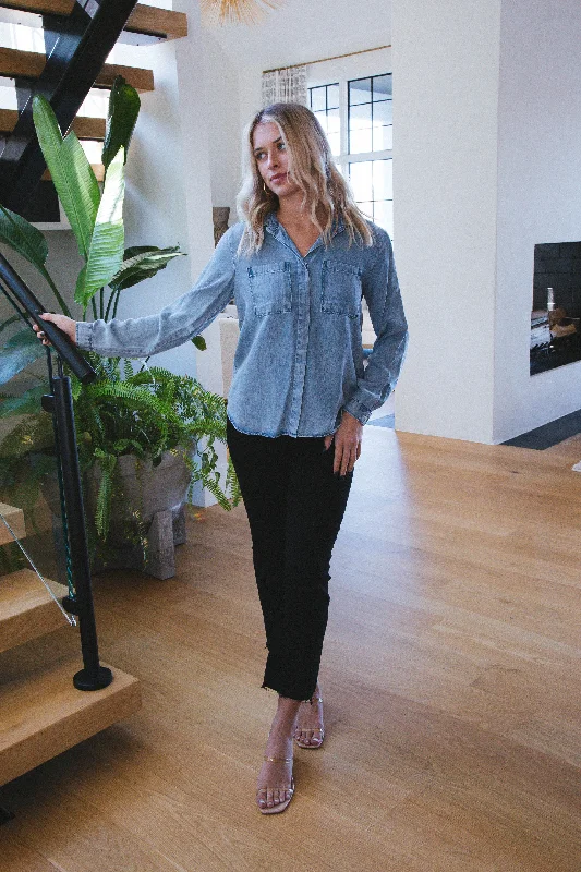 Marilyn Tencel Button Up Top, Classic Indigo | Velvet Heart