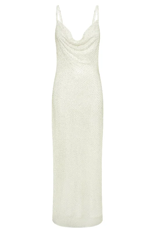 Marise Sequin Gown - White