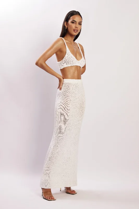 Mary Knit Maxi Skirt - White