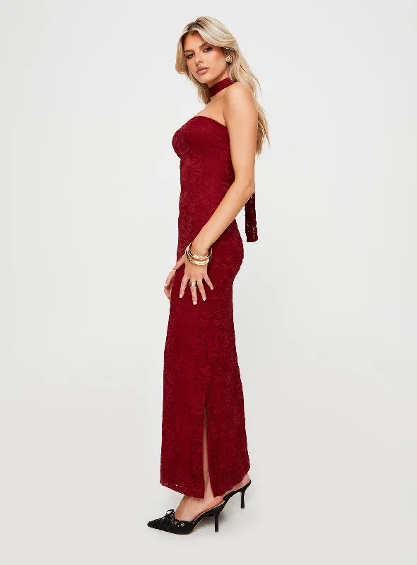 Melantha Strapless Maxi Dress Red