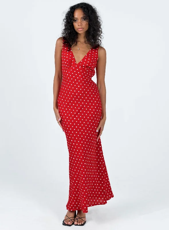 Nellie Maxi Dress Red Polka Dot