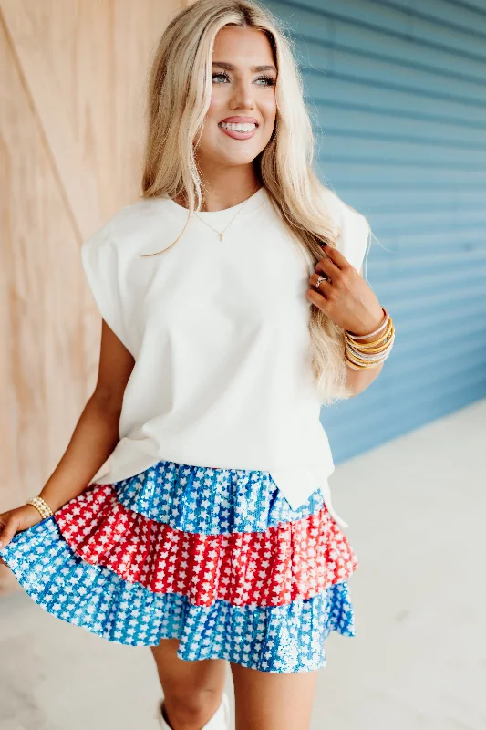 Queen of Sparkles Red White & Blue Star Skort