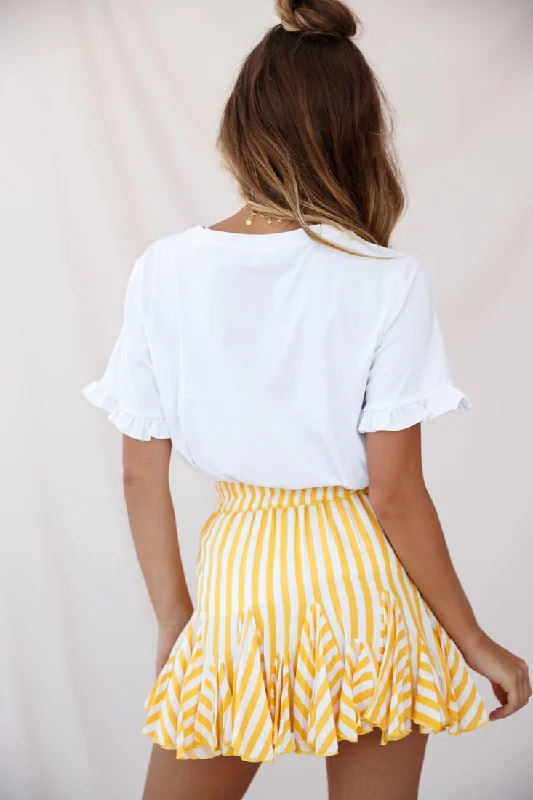 Robyn Pleated Striped Mini Skirt Yellow Stripe