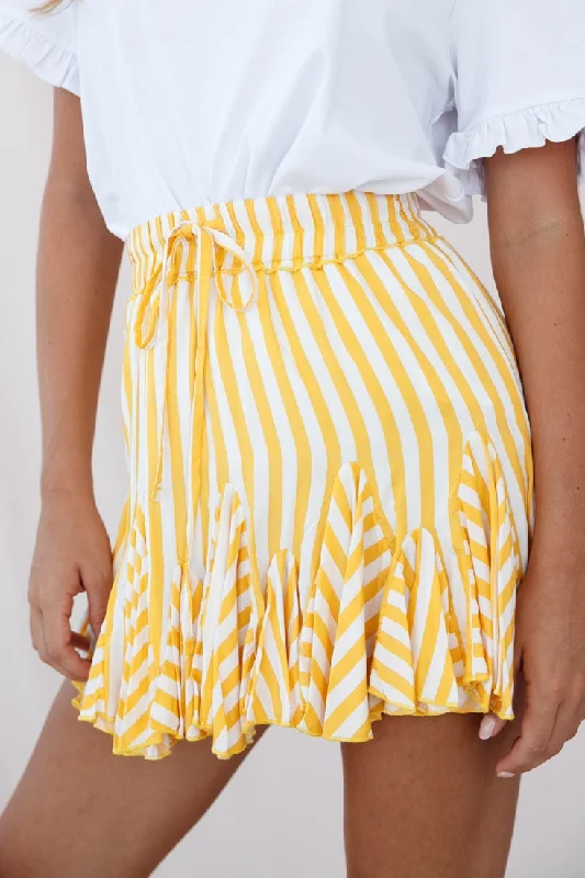 Robyn Pleated Striped Mini Skirt Yellow Stripe