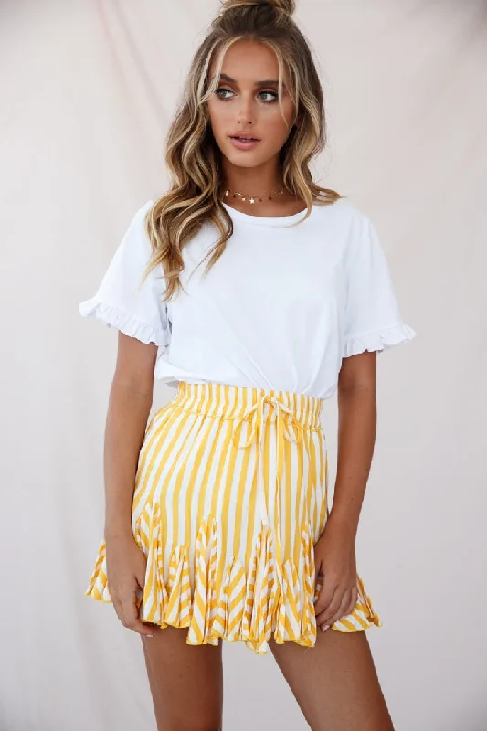 Robyn Pleated Striped Mini Skirt Yellow Stripe