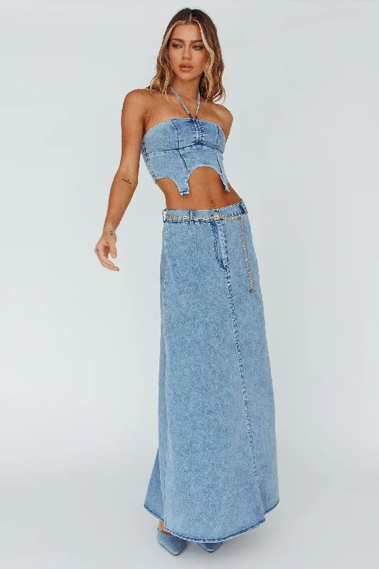 Romcom Maxi Skirt Denim Blue